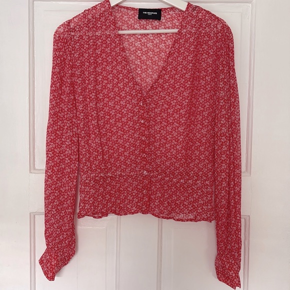 The Kooples red floral blouse, sz 3 - Picture 2 of 5